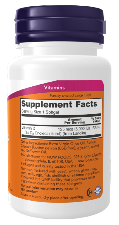 Vitamin D-3 5.000 IU,  240 softgels.