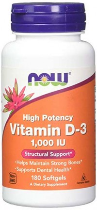 Vitamin D-3 1000 IU,  180 softgels.