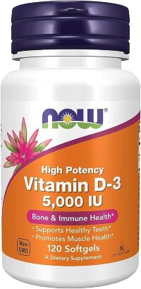 Vitamin D-3 5000 IU 120 softgels.